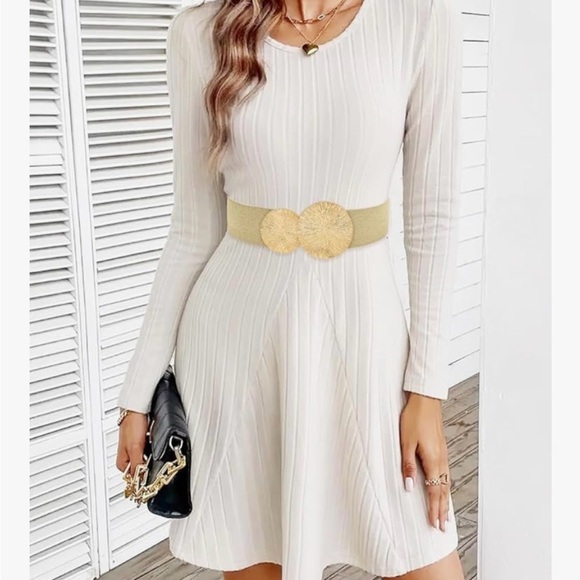 BNIB Bling Gold Women’s Wide Stretchy Elastic Cinch Belt - Picture 4 of 5